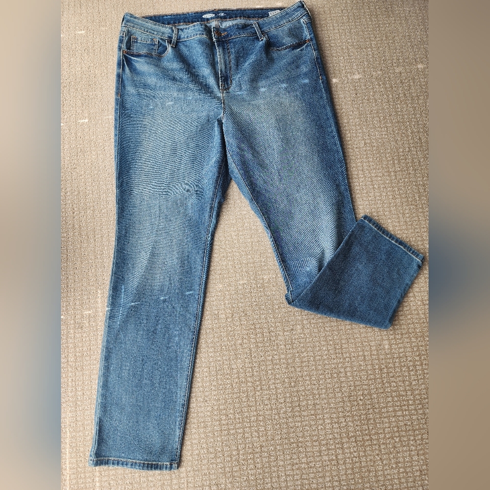 Size 18 Long Old Navy "Power Slim Straight" Classic Blue Denim Jeans NWOT